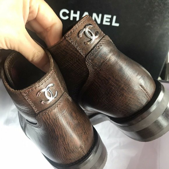 New Auth Chanel Combat Lace Up Ankle Short Boots - Picture 4 of 6